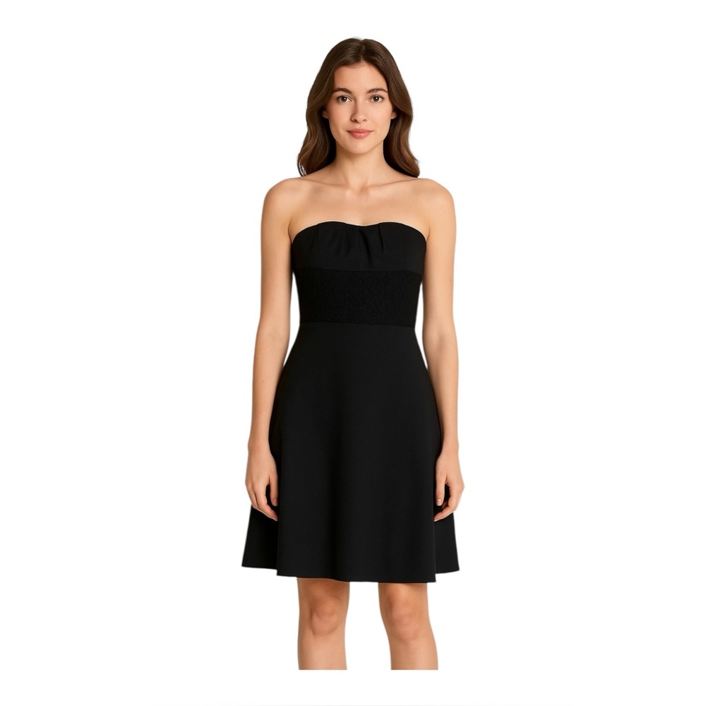White House Black Market Black Lace Details Strapless Sweetheart Dress S…